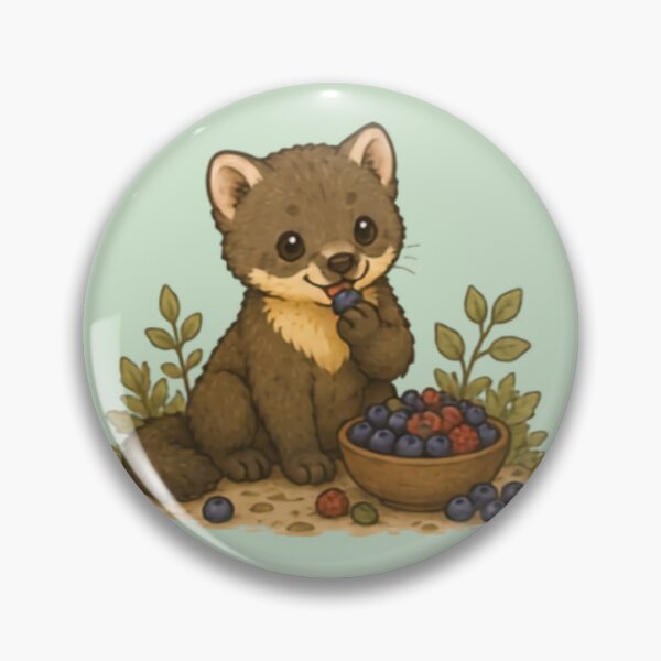 Item preview, Snack Time Pine Marten designed and sold by MellowMunchkins.