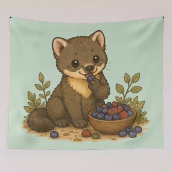 Item preview, Snack Time Pine Marten designed and sold by MellowMunchkins.