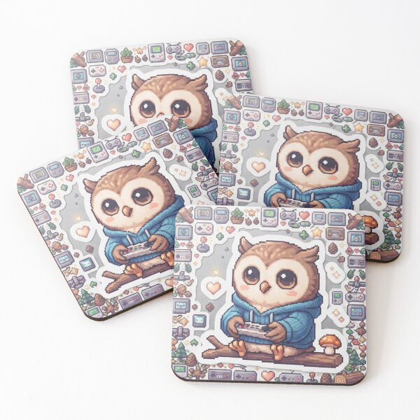 Item preview, Cute Pixel Art Gamer Owl designed and sold by Purpleclomb.