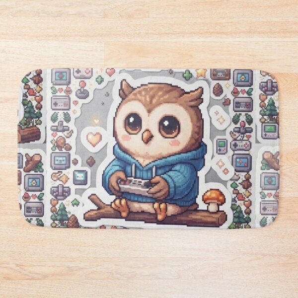 Item preview, Cute Pixel Art Gamer Owl designed and sold by Purpleclomb.