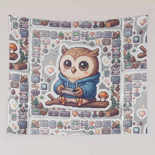 Item preview, Cute Pixel Art Gamer Owl designed and sold by Purpleclomb.
