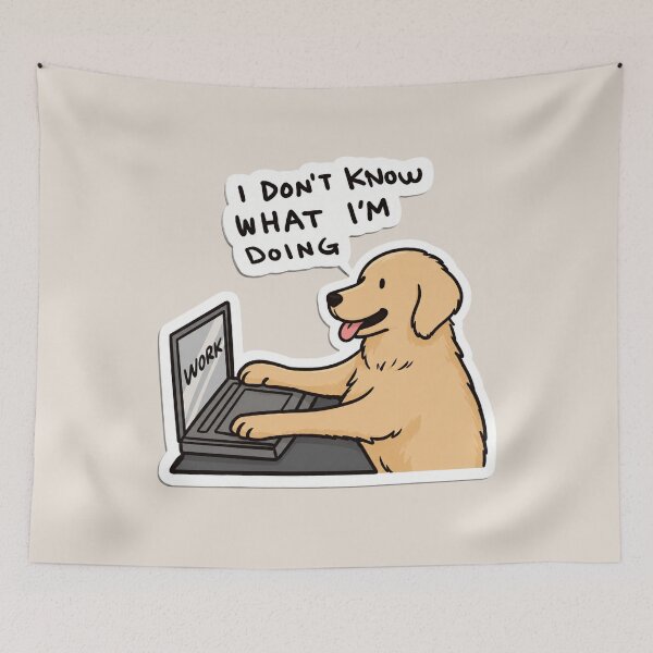 Item preview, Dog At Work With Clueless Smile designed and sold by kelvinmunene13.