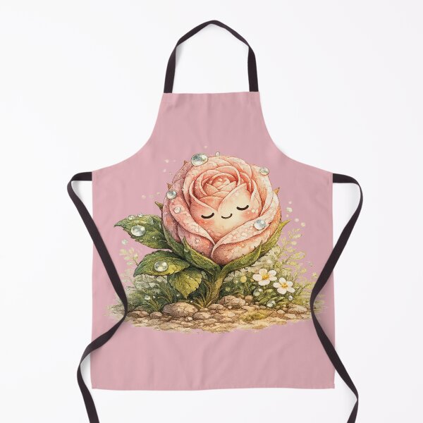 Item preview, Kawaii Sleeping Rose Illustration – Cute Curled Petal Flower Art with Dew Drops designed and sold by MagicMakerPh.