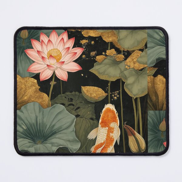 Item preview, Elegant Koi Fish And Lotus Pond Illustration | Japanese Zen Garden Art Print designed and sold by RSDigitalPrintDesign.