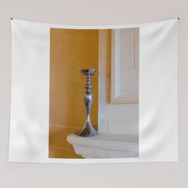 Item preview, Elegant Silver Candlestick on Stone Mantel — Modern Interior Fireplace Decor Accent designed and sold by Nmallia.