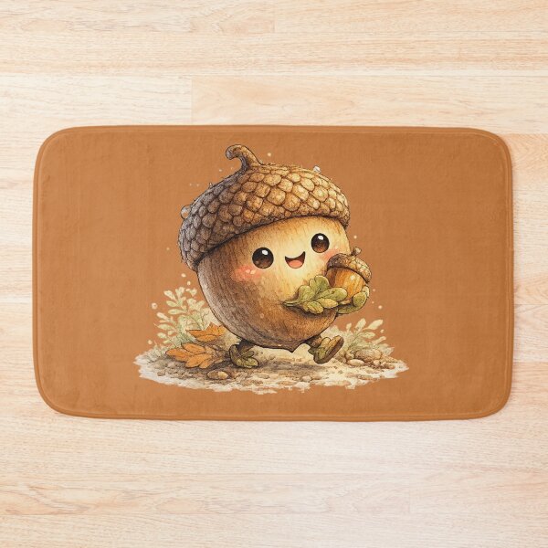 Item preview, Kawaii Acorn Character Carrying Tiny Acorn – Cute Autumn Woodland Illustration designed and sold by MagicMakerPh.