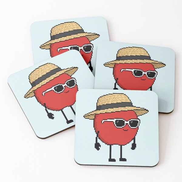 Item preview, Apple Pixel with a Straw Hat (BK) designed and sold by White Rim Mates.