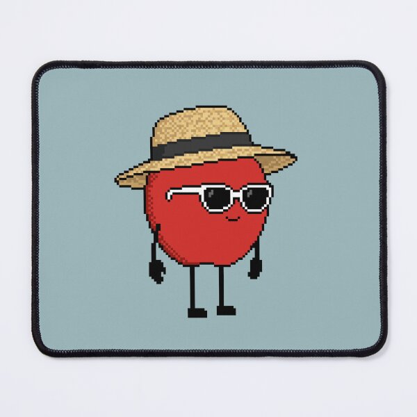 Item preview, Apple Pixel with a Straw Hat (BK) designed and sold by White Rim Mates.