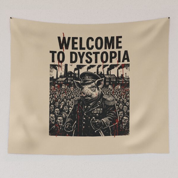 Item preview, WELCOME TO DYSTOPIA – Same Pigs New Trough Orwellian Streetwear designed and sold by Go Easy Apparel.