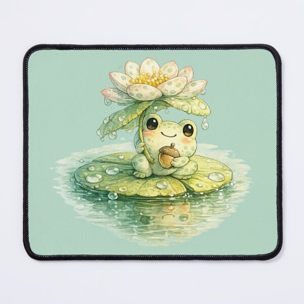 Item preview, Kawaii Frog on Lily Pad Illustration – Cute Matching Polka Dot Pond Art designed and sold by MagicMakerPh.