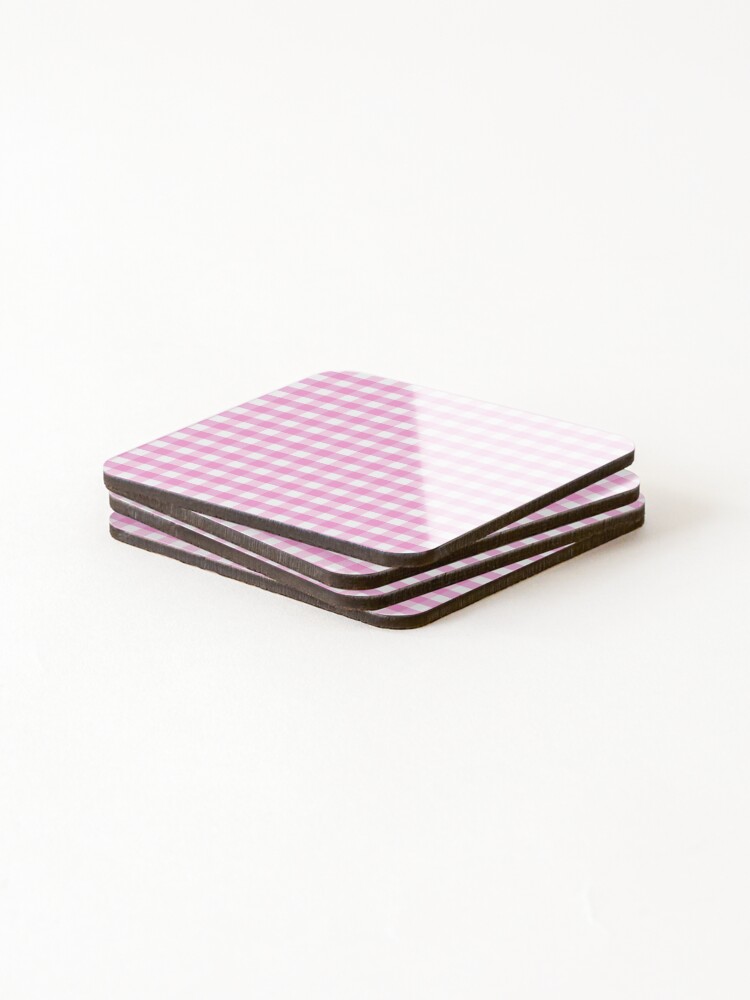 Thumbnail 4 of 5, Coasters (Set of 4), Pink Grid Pattern designed and sold by Petschar.