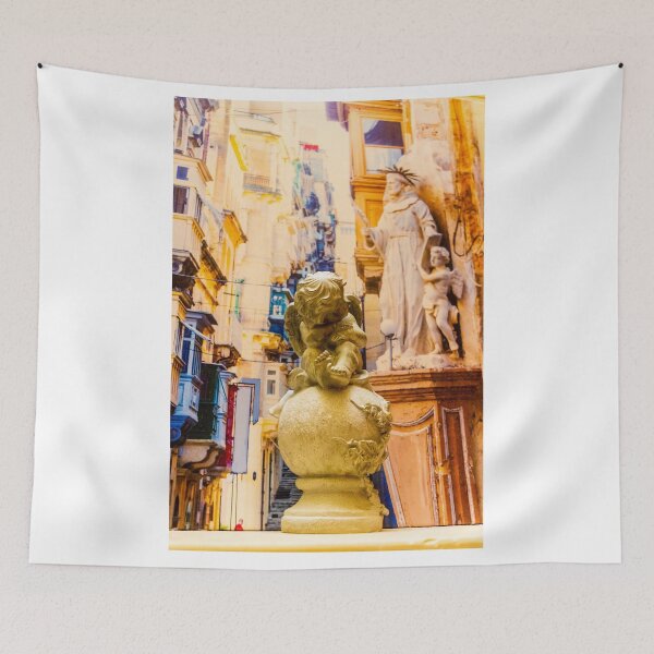 Item preview, Cherub Statue on Decorative Globe in Historic European Street With Baroque Architecture designed and sold by Nmallia.