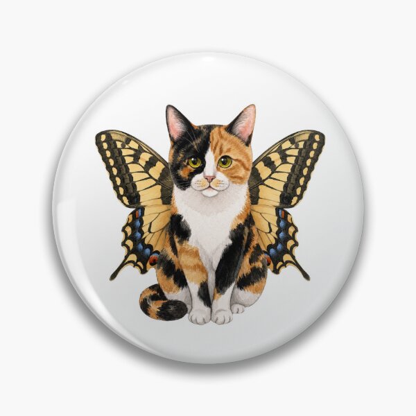 Item preview, Kawaii Butterfly Kitty | Calico Cat & Swallowtail Butterfly designed and sold by KittyClosetStore.