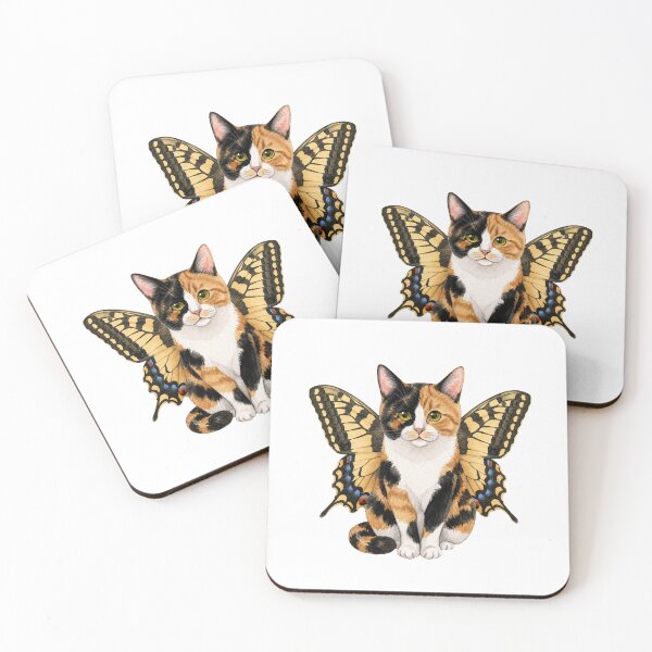 Item preview, Kawaii Butterfly Kitty | Calico Cat & Swallowtail Butterfly designed and sold by KittyClosetStore.