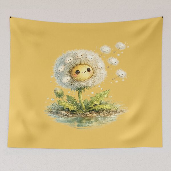 Item preview, Kawaii Dandelion Illustration – Cute Sleepy Seeds Drifting in the Breeze Art designed and sold by MagicMakerPh.