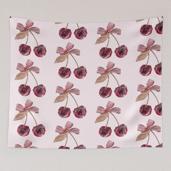 Item preview, Pink Crystalline Cherry with Bow - Coquette Aesthetic designed and sold by PoenyL1rosy.