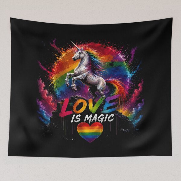 Item preview, Love Is Magic – Rainbow Unicorn | Pride Fantasy Art with a magical unicorn designed and sold by Peter Kaul.