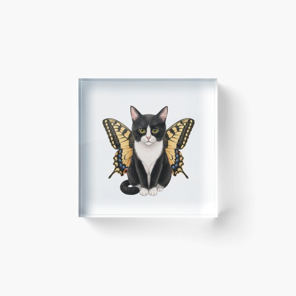 Item preview, Kawaii Butterfly Kitty | Tuxedo & Swallowtail Butterfly designed and sold by KittyClosetStore.