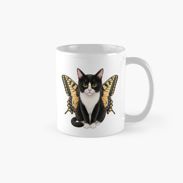 Item preview, Kawaii Butterfly Kitty | Tuxedo & Swallowtail Butterfly designed and sold by KittyClosetStore.