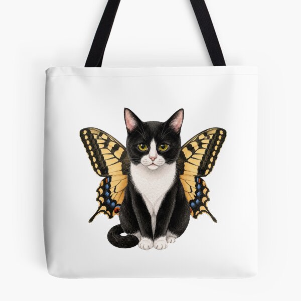 Item preview, Kawaii Butterfly Kitty | Tuxedo & Swallowtail Butterfly designed and sold by KittyClosetStore.