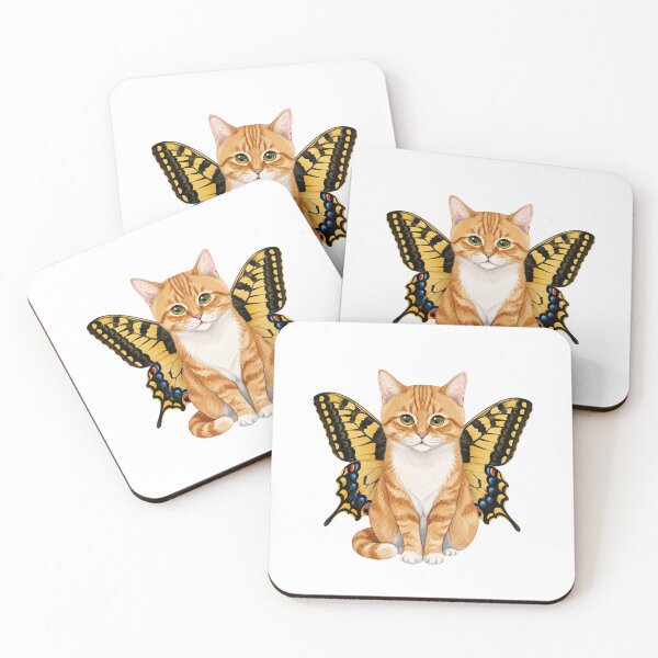 Item preview, Kawaii Butterfly Kitty | Orenge Tabby/Ginger Cat & Swallowtail Butterfly designed and sold by KittyClosetStore.