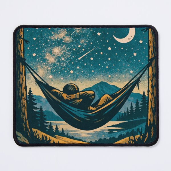 Item preview, Hammock Camping Under the Stars – Peaceful Night by the Fire designed and sold by GabeMountainArt.