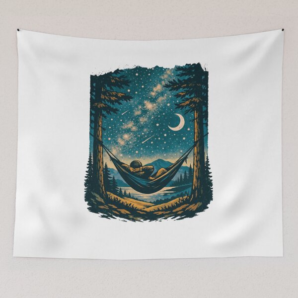 Item preview, Hammock Camping Under the Stars – Peaceful Night by the Fire designed and sold by GabeMountainArt.