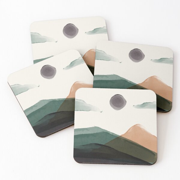 Item preview, Watercolor Sunset Mountain Range Abstract Illustration designed and sold by 555Design.