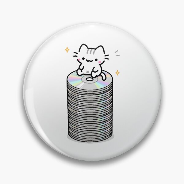 Item preview, Cute Cat Sitting on Stack of CDs Retro Internet Nostalgia designed and sold by TrxshWear.