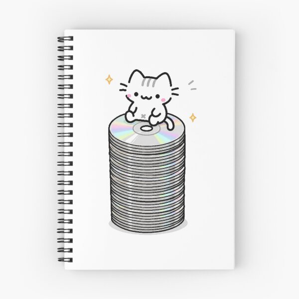 Item preview, Cute Cat Sitting on Stack of CDs Retro Internet Nostalgia designed and sold by TrxshWear.