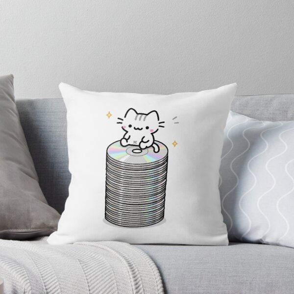 Item preview, Cute Cat Sitting on Stack of CDs Retro Internet Nostalgia designed and sold by TrxshWear.