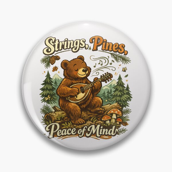 Item preview, Strings, Pines, Peace of Mind Bear Mandolin Forest Design designed and sold by inkoutninja.