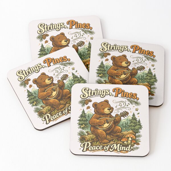 Item preview, Strings, Pines, Peace of Mind Bear Mandolin Forest Design designed and sold by inkoutninja.