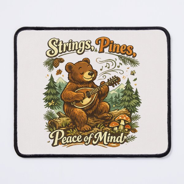 Item preview, Strings, Pines, Peace of Mind Bear Mandolin Forest Design designed and sold by inkoutninja.