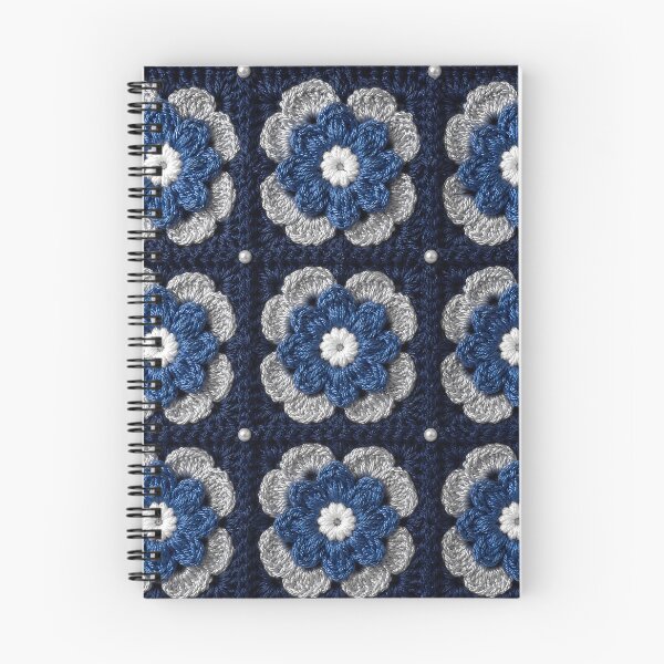 Item preview, Silk Crochet Flower Square Navy Blue Silver designed and sold by LuisWorks.