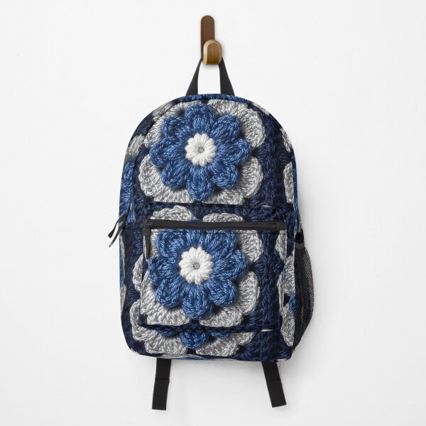 Item preview, Silk Crochet Flower Square Navy Blue Silver designed and sold by LuisWorks.