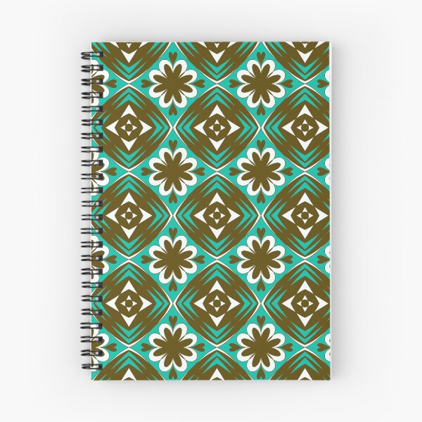 Item preview, Retro Teal and Brown Floral Geometric Tile Seamless Pattern designed and sold by VOYID ART STUDIO.