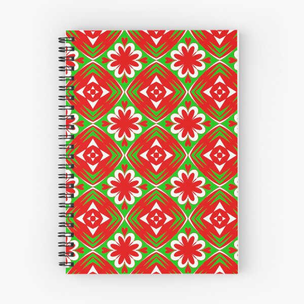 Item preview, Retro Bold Red and Green Floral Geometric Tile Seamless Pattern designed and sold by VOYID ART STUDIO.