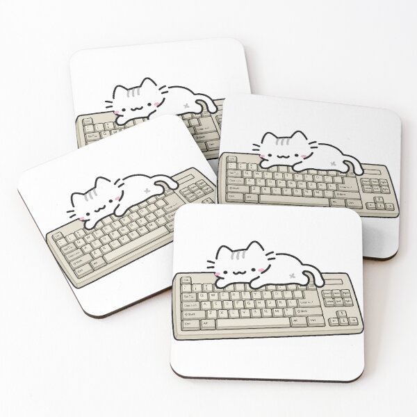 Item preview, Cute Cat Sleeping on Beige Keyboard Retro Internet Nostalgia designed and sold by TrxshWear.