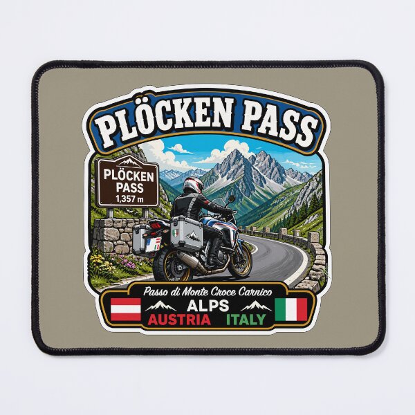 Item preview, Plöcken Pass, Passo di Monte Croce Carnico Austria - Italy Motorcycle Sticker TShirt 01 designed and sold by OuterShellUK.