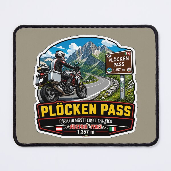 Item preview, Plöcken Pass, Passo di Monte Croce Carnico Austria - Italy Motorcycle Sticker TShirt 03 designed and sold by OuterShellUK.