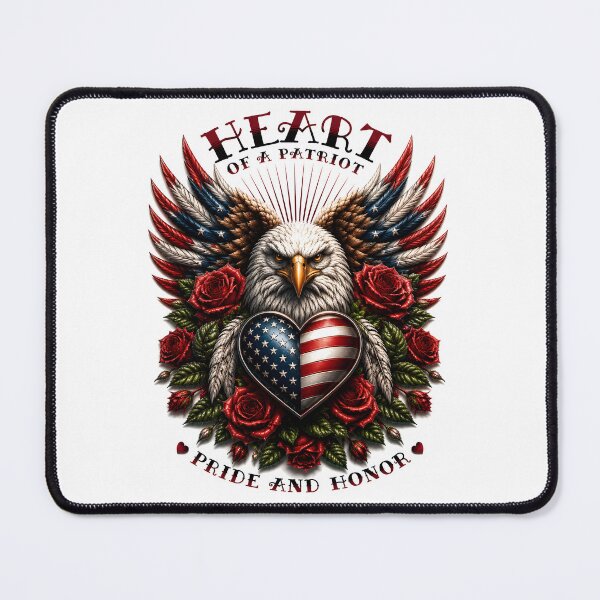 Item preview, Heart of a Patriot - Majestic Eagle with American Flag Heart & Red Roses designed and sold by Peter Kaul.
