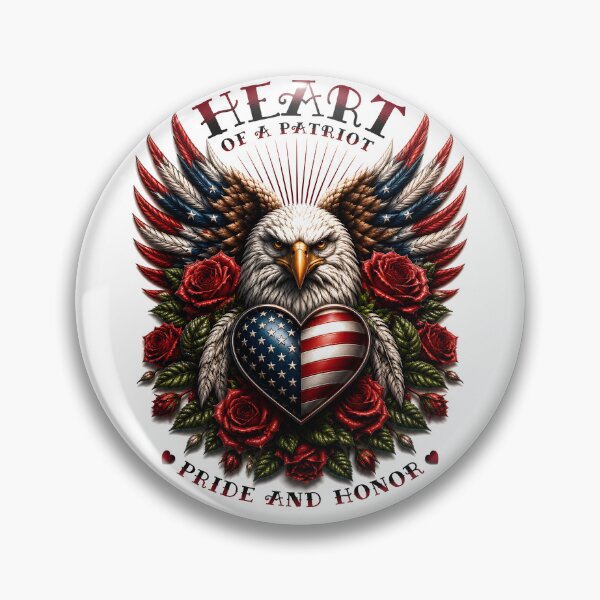 Item preview, Heart of a Patriot - Majestic Eagle with American Flag Heart & Red Roses designed and sold by Peter Kaul.