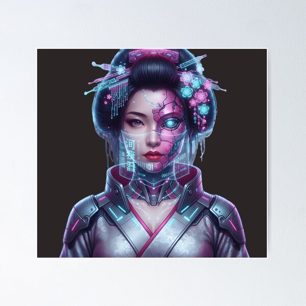 Item preview, Title: Cyberpunk Neon Sakura Geisha – Digital Future designed and sold by Neo Tokio.