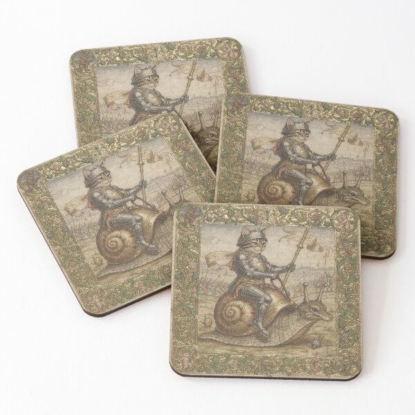 Item preview, Cat Knight Riding a Snail designed and sold by PictorialWhimsy.