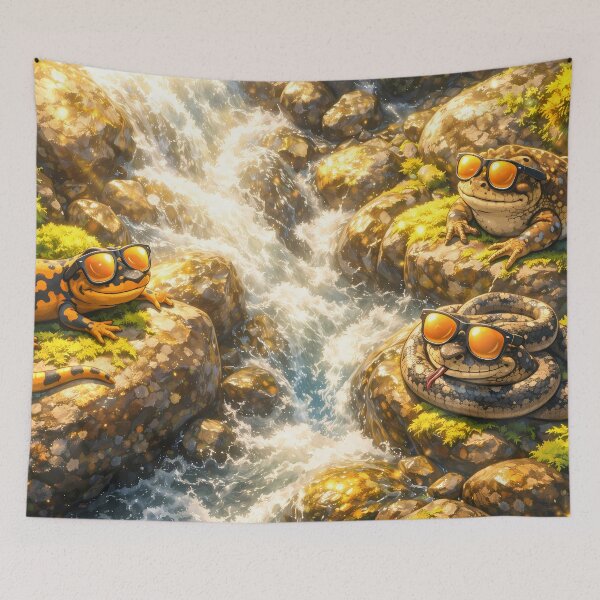 Item preview, Cool Animals Chilling by the Mountain Stream designed and sold by M-Y-A-R-T-.