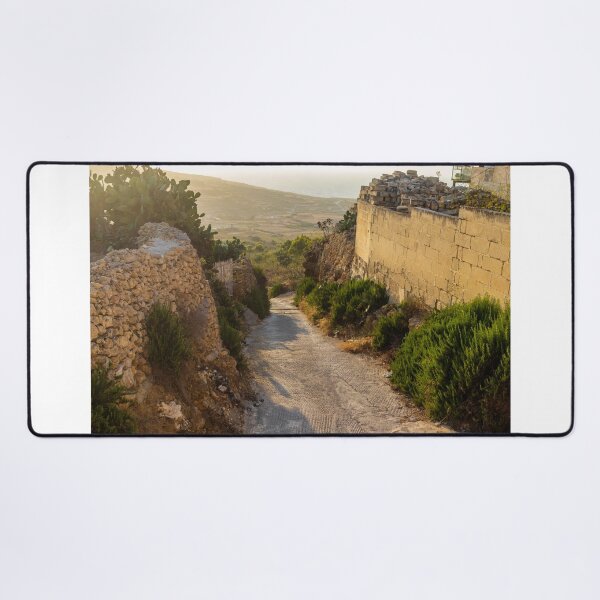Item preview, Sunlit Stone Path Through Rural Mediterranean Village Between Dry Stone Walls Overlooking Coast designed and sold by Nmallia.