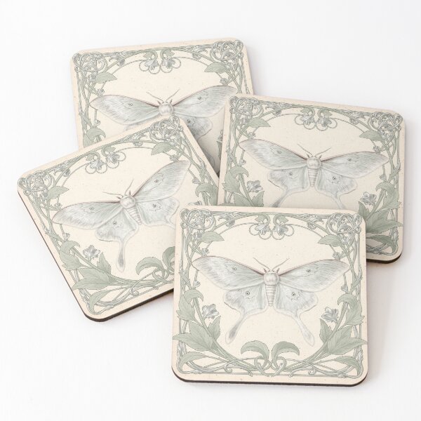 Item preview, Art Nouveau Luna Moth in Silver designed and sold by PictorialWhimsy.