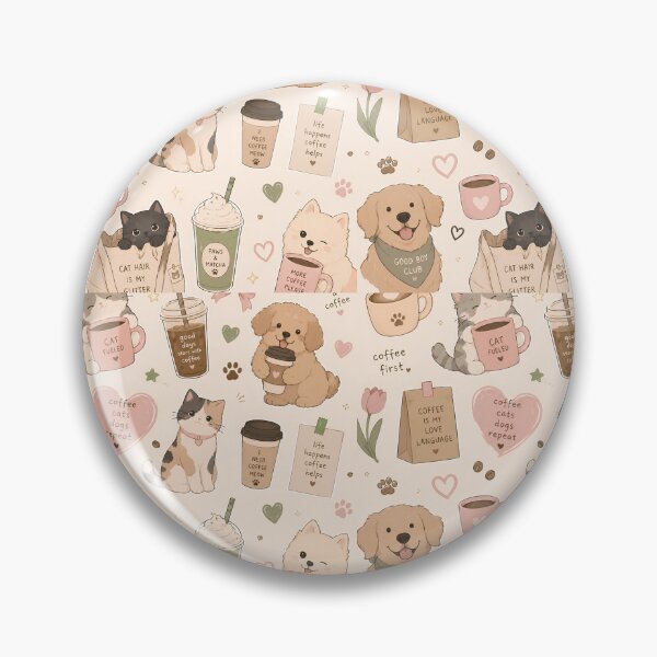 Item preview, Pastel Coffee Lover Cat & Dog Aesthetic | Cozy Gen Z Cute Animal Design designed and sold by flowerpower999.
