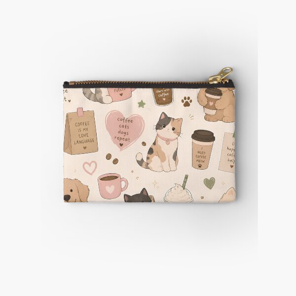 Item preview, Pastel Coffee Lover Cat & Dog Aesthetic | Cozy Gen Z Cute Animal Design designed and sold by flowerpower999.